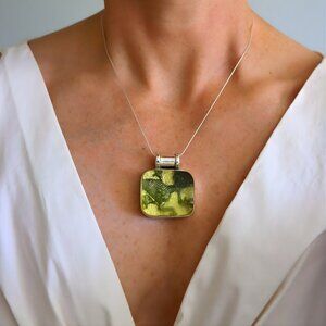 Baltic Amber Necklace with Frog and Lilly-Sterling Silver